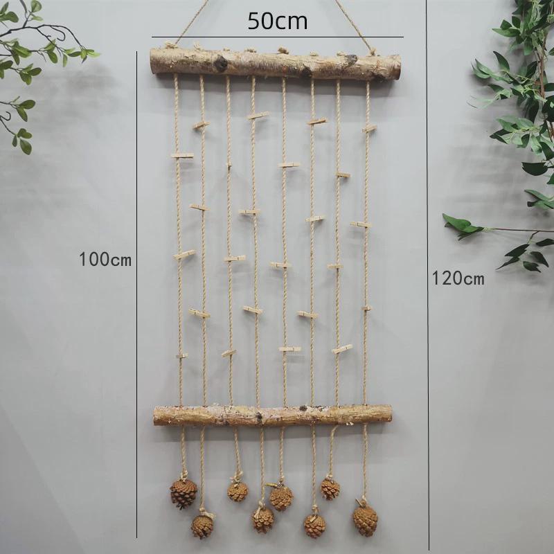 花店照片夹天然原木手工麻绳悬挂装饰幼儿园教室宿舍照片墙网红壁