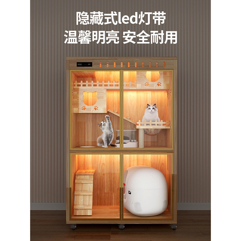 热销猫别墅笼子家用室内猫窝超大封闭式超大号空间木制室内一体猫