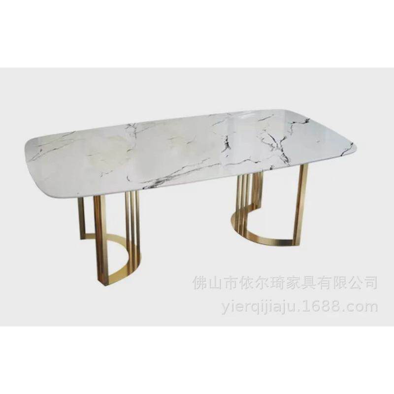 不锈钢大理石餐桌餐桌椅套装小户型后现代创意北欧家用饭桌子