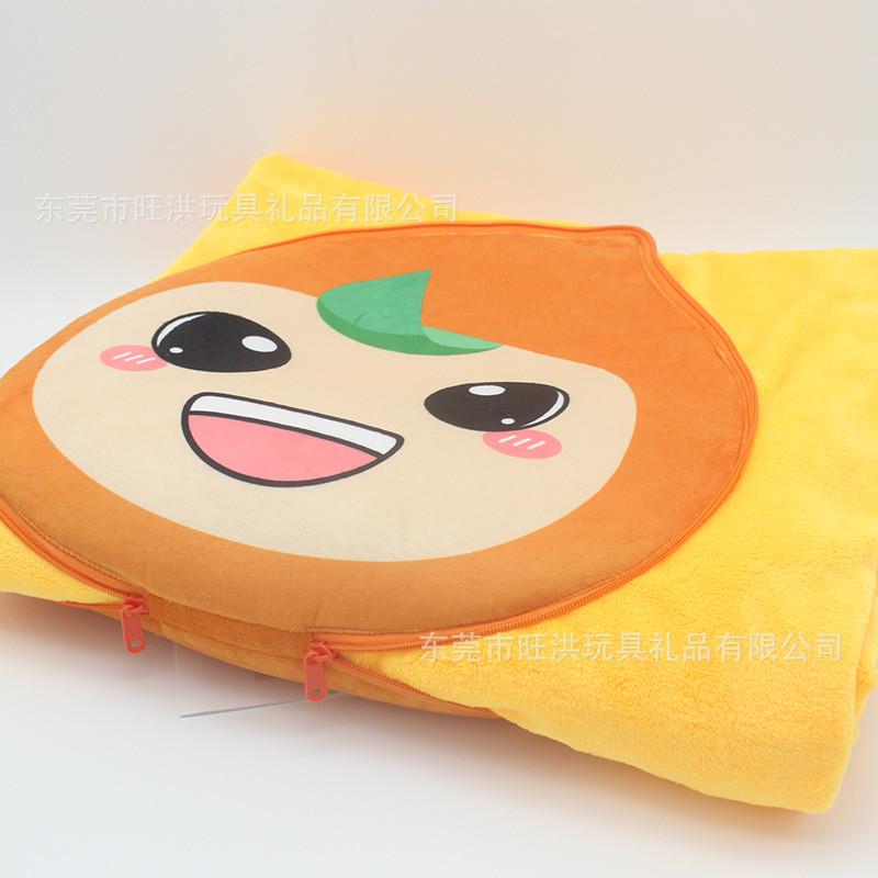 定制卡通午休毛绒抱枕被车载空调毛毯两用折叠学生午睡抱枕毯定做