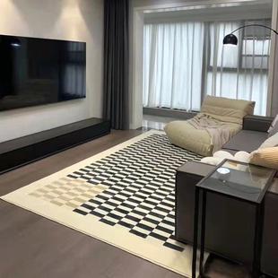 棋盘格客厅满铺地毯时尚 法式 轻奢轻奢地毯家用榻榻米卧室床边地垫