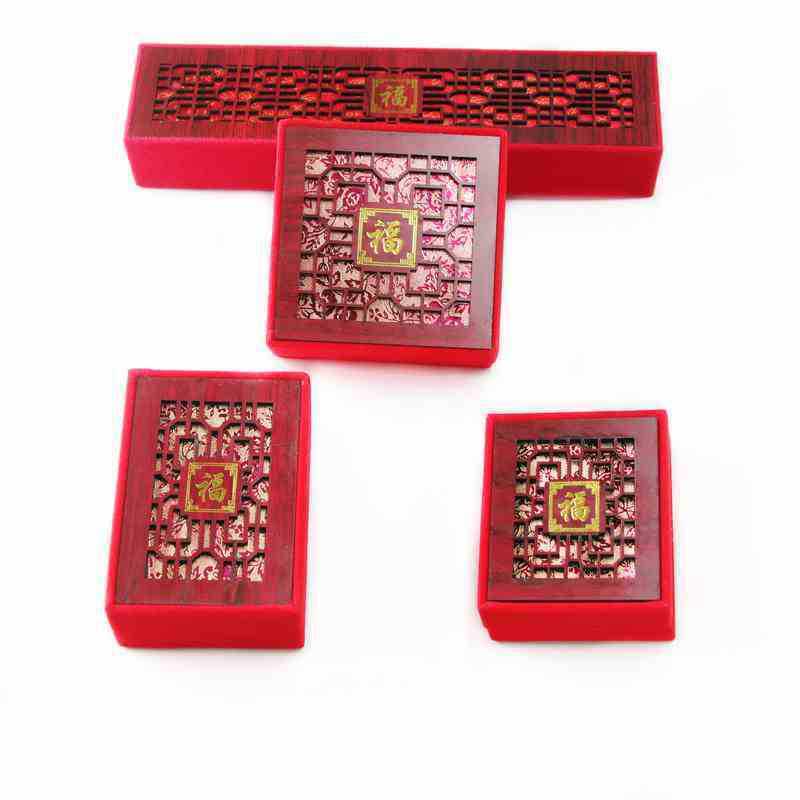 首饰盒镂空福字绒布首饰包装盒手镯盒项链戒指盒珠宝首饰盒