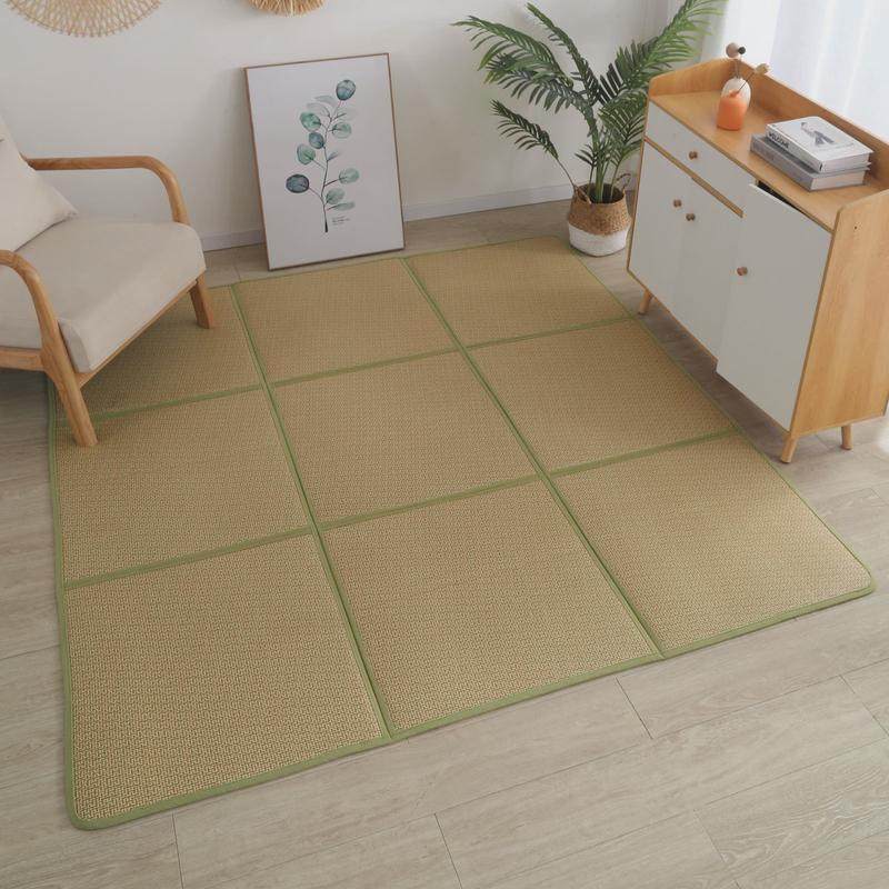 可折叠日式藤编家用凉席九宫格地毯客厅沙发茶几垫夏季地垫爬行垫,居家布艺,家用脚垫,淘宝优惠券,粉丝福利购,淘宝优惠卷