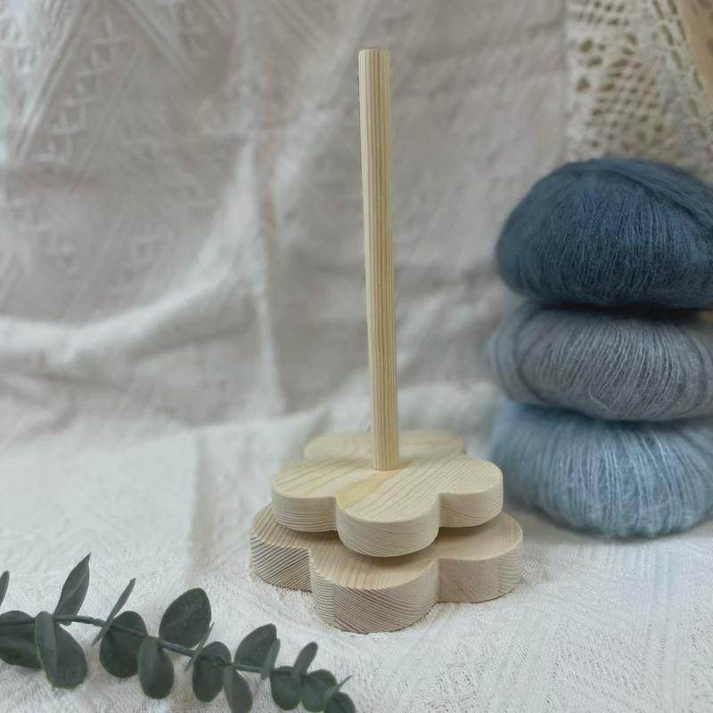 家用绕线毛轴可转动旋转针织线团手工编织工具底座实木线轴架