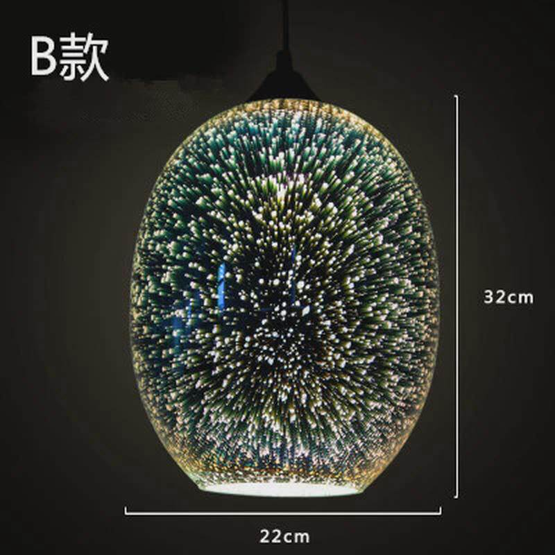 复古3D彩色玻璃吊灯工业风餐厅酒吧台个性北欧装饰展厅卧室橱窗