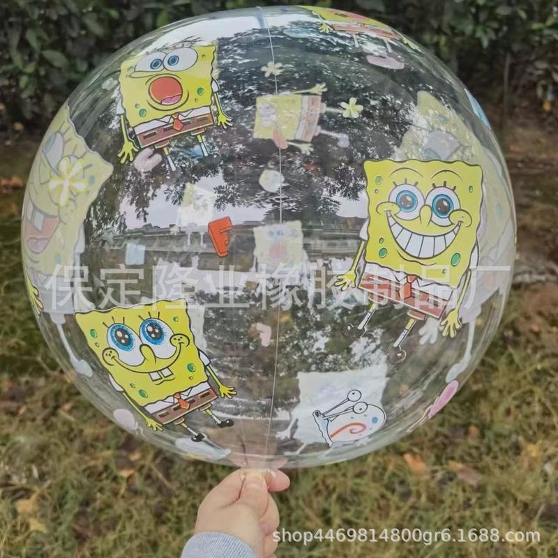 23寸地摊透明印花卡通李氏波波球高透明bobo球飞天款加厚气球网红