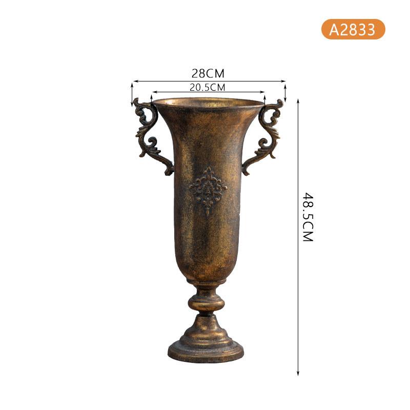 欧式瓶子金色花瓶婚礼装饰道具特色餐厅桌面铁艺摆件花店插花复古