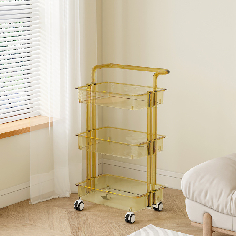小推车置物架带轮带扶手多层收纳置物架厨房可移动落地式储物架