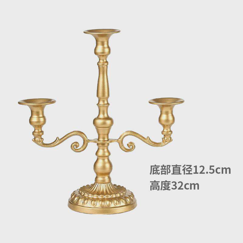 美式复古蜡烛台装饰摆件婚庆桌面拍摄道具花艺金属烛台创意蜡烛杯