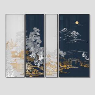 装饰画不规则多联餐厅中堂浮雕壁画实物新中式客厅沙发背景墙挂画