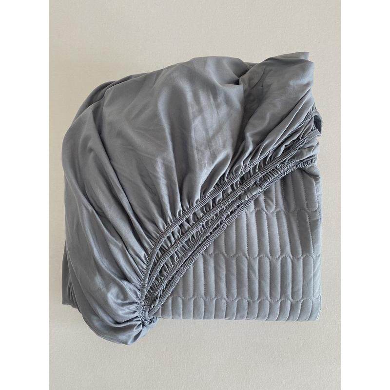 韩式博主风纯色直条绗缝夹棉加高床罩全棉全包围床垫保护套床笠++