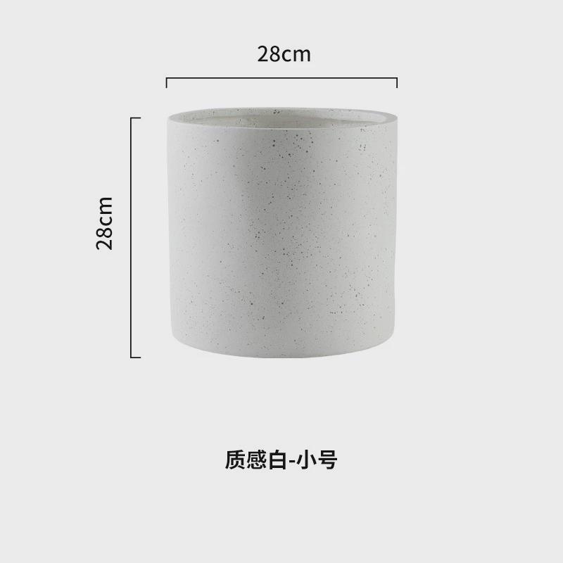 花盆圆柱形大号口径镁泥北欧磨砂氧化镁落地大型植物绿植客厅花园