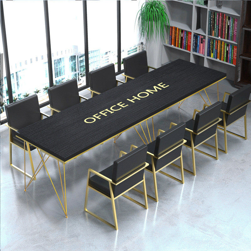 北欧实木创意会议桌长桌简约现代铁艺Loft电脑桌大型办公桌椅组合