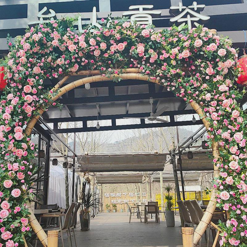 藤条仿真玫瑰花藤假茶藤条玫壁挂藤蔓缠绕装饰塑料绢花套装背景墙