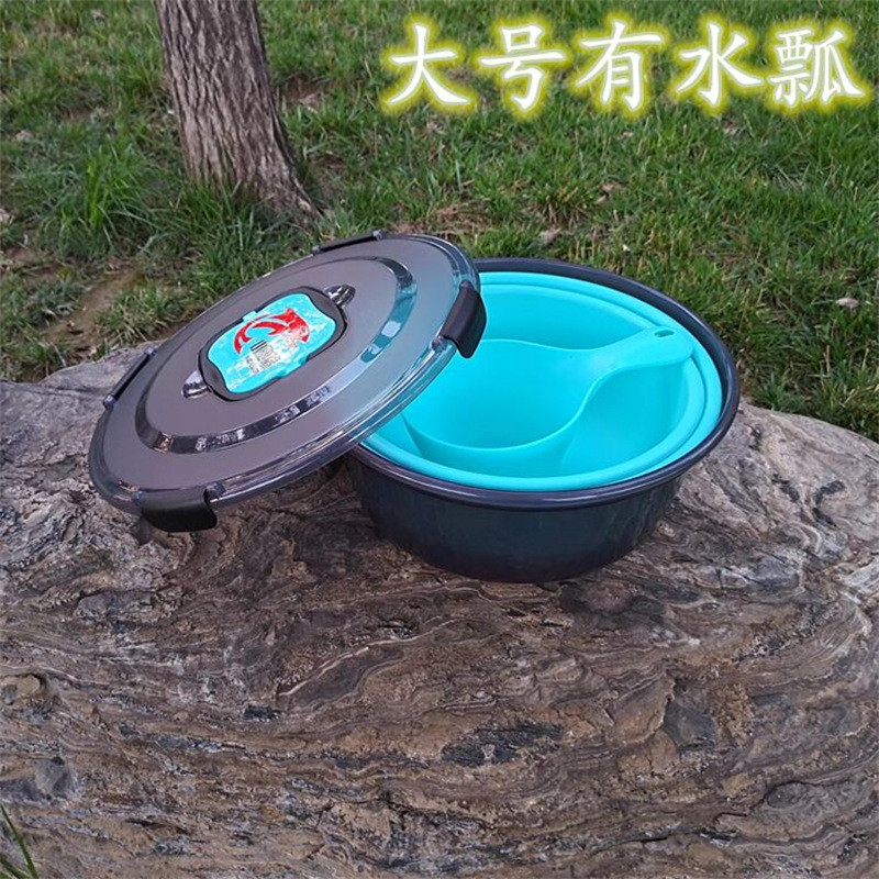 带盖饵料盆开饵盆拌鱼料盆带盖饵盘盒不沾散炮盆拉饵盆户外用品