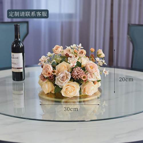 餐厅餐桌花摆花仿真花桌面花艺摆件酒店饭店圆桌中间转盘装饰假花
