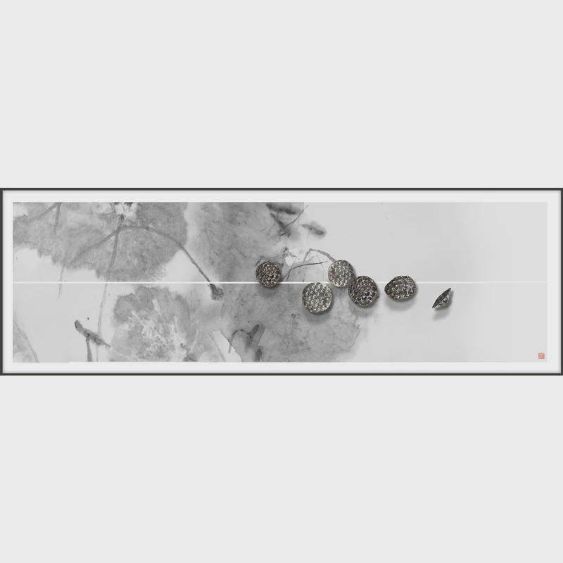 新中式禅意装饰画单幅横幅莲蓬挂画茶室书房国画客厅沙发卧室名画