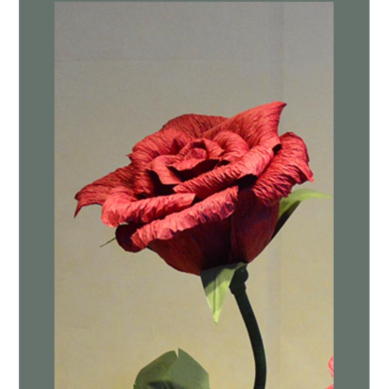 手工红玫瑰花仿生植物模型情人节橱窗展示纸花婚庆庆典装饰摆件