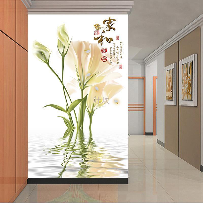 y禊33d立体郁金香玄关壁画客厅电视背景墙走廊过道影视墙壁纸墙布