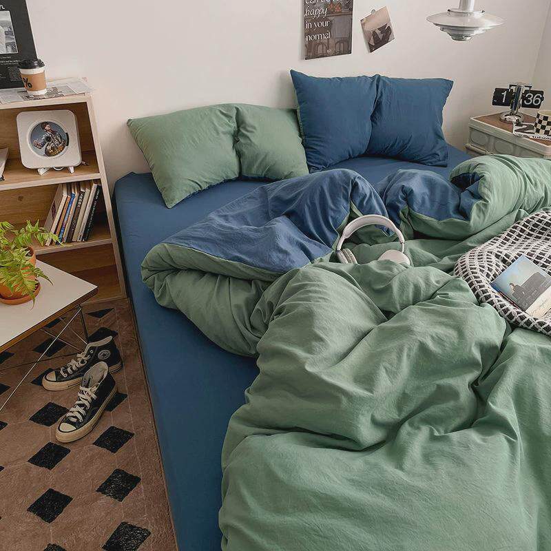 北欧ins100加厚亲肤磨毛床单四件套床笠包围被套学生宿舍床三件套