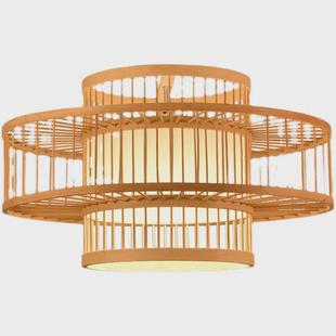 大气工程包厢间茶楼圆桌餐厅吊灯中式 大厅圆卡竹编民宿大吊灯 风格