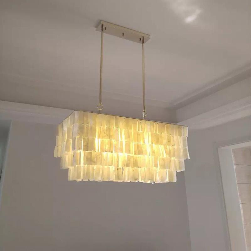 定制奶油贝壳餐厅吊灯贝母法式复古美式餐桌吧台灯长方形风中山灯