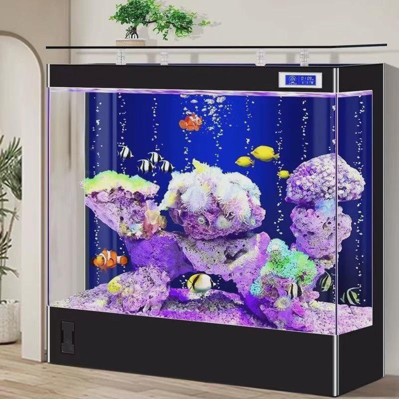 中大大型家用落地客厅fxx型背部自动循环过滤生态玻璃金鱼缸水族