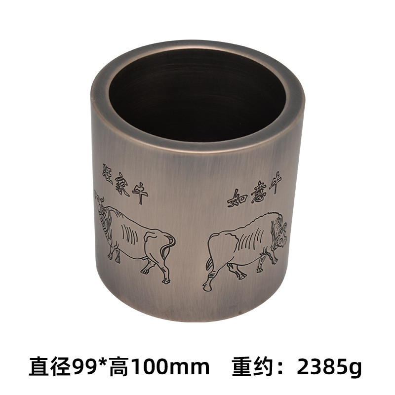 定制黄紫白铜笔筒老板办公高端摆件高档博物馆企业礼品桌面摆件