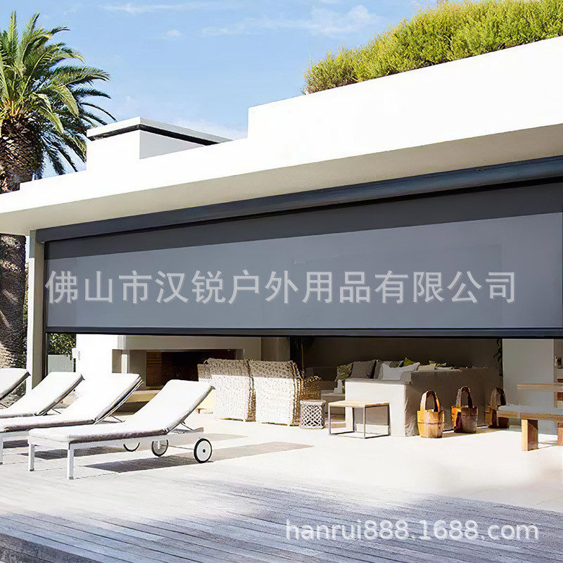 热销电动防风防风铝合金防蚊虫窗帘卷帘透景遮阳遮光酒店办公用