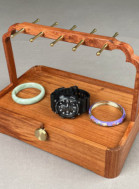 红木家居钥匙首饰创意摆件置物架新中式玄关挂钩工艺品收纳