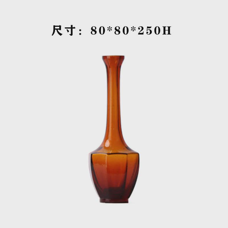 新中式现代茶色花瓶琉璃绿色花器摆件博古架摆件书柜样板房装饰品