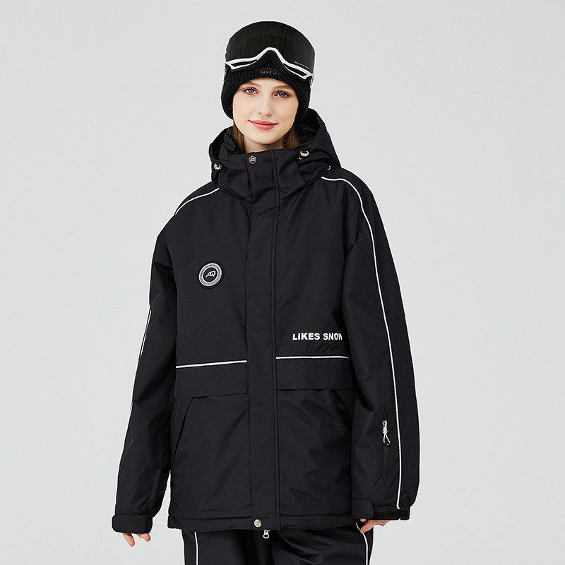 新款滑雪服男女情侣款冬季户外防风衣加厚单板宽松滑雪保暖款