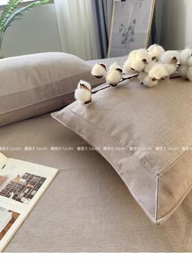 nn0i纯色老粗布凉席三件套加厚加密夏季床单吸汗双人透气水洗席子