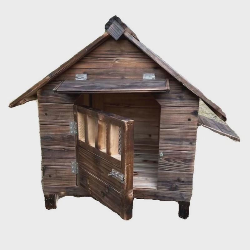 防雨室外碳化木四季狗房子猫房子狗窝猫窝狗屋宠物舍
