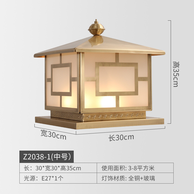 全铜欧式柱头灯别墅花园大门围墙户外防水庭院灯柱子围栏室外灯具