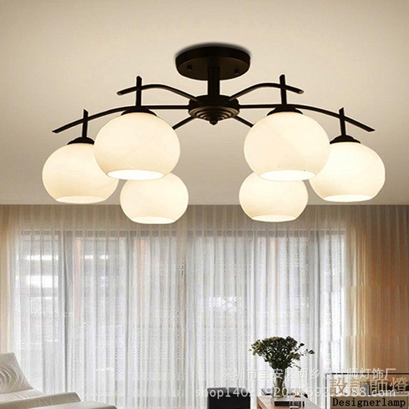 现代简约铁艺玻璃吸顶灯北欧时尚客厅灯简欧卧室灯具餐厅民宿