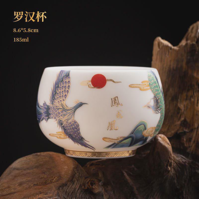 羊脂玉瓷茶杯主人杯凤求凰茶碗功夫茶具德化白瓷大号品茗杯个人杯