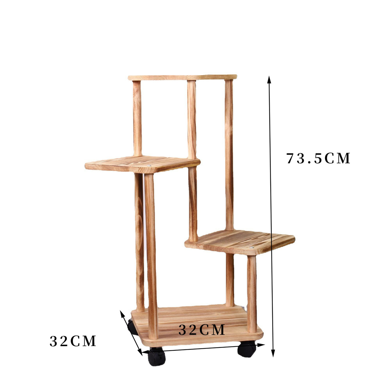 现货带滑轮可移动多层植物架客厅室内绿萝盆栽架木质落地式花架