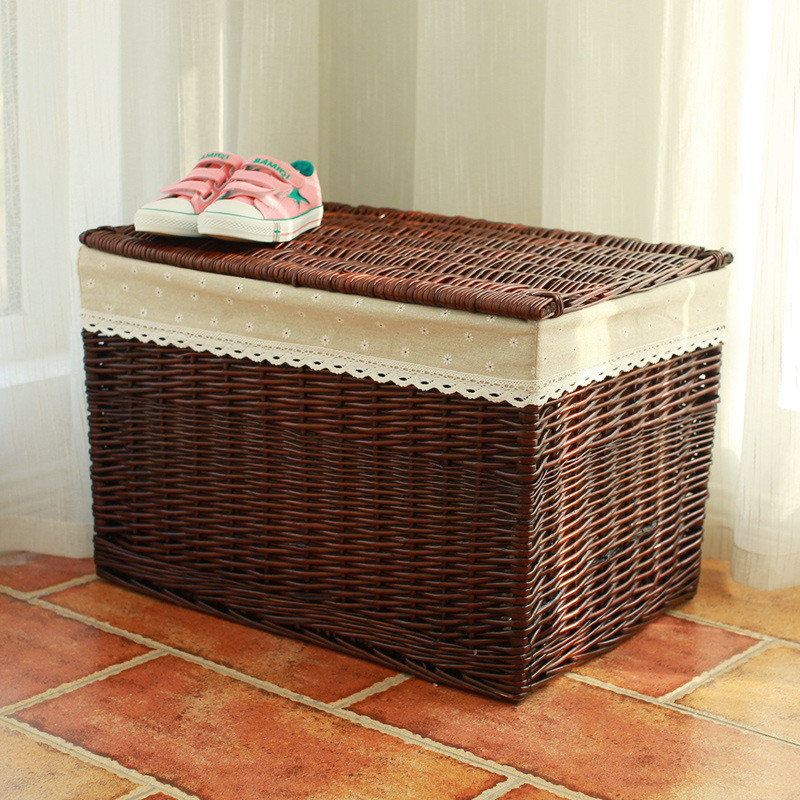 71tx收纳箱藤编特大号有盖储物箱柳编衣帽间衣服收纳筐整理箱衣橱