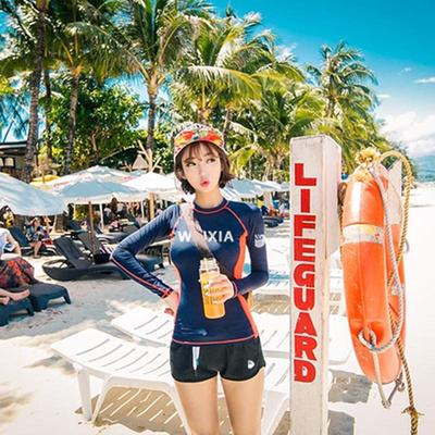 冲浪服度假风套装长袖防晒保守平角裤沙滩运动打球海上浮潜少女女