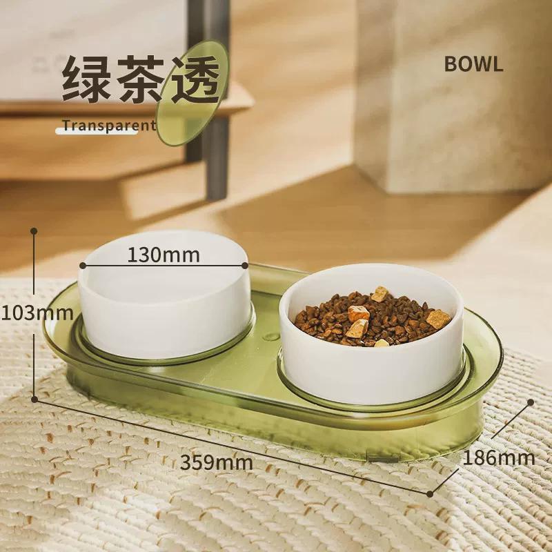 猫碗陶瓷月半碗防黑下狗碗防打翻倾斜款猫咪饭碗水碗小型犬巴食盆