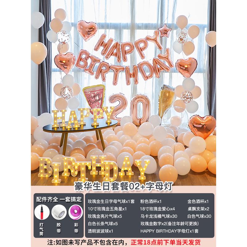 网红男孩女孩生日快乐装饰品场景布置18岁10气球派对背景墙岁用品