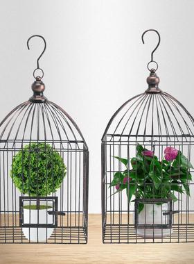 欧式复古铁艺壁挂鸟笼 地中海家居装饰品 办公客厅婚庆摆件道具