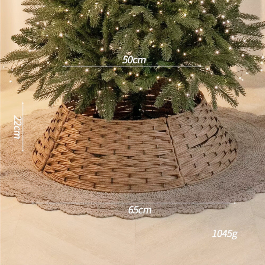 圣诞树裙篮北欧风复古圣诞装饰底座树ins子树裙圆框树脚植物围栏