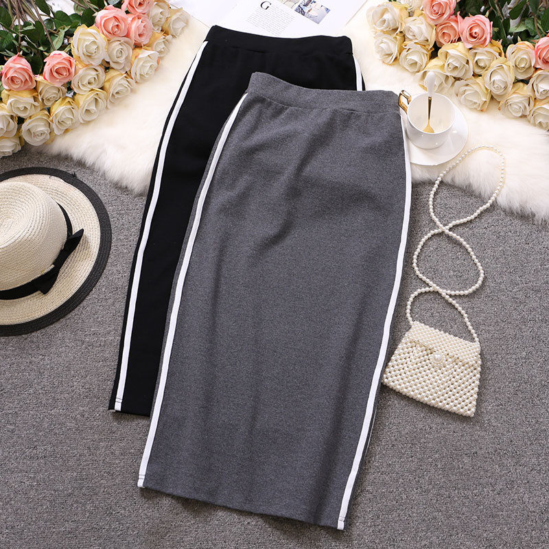 韩版百搭休闲包臀弹力显瘦中长款一步裙后开叉,女装/女士精品,半身裙,淘宝优惠券,粉丝福利购,淘宝优惠卷