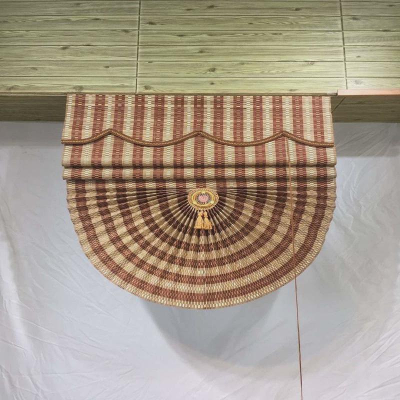 窗帘竹帘卷帘家用阳台遮阳扇形帘升降罗马装饰帘饭店茶楼门帘隔断