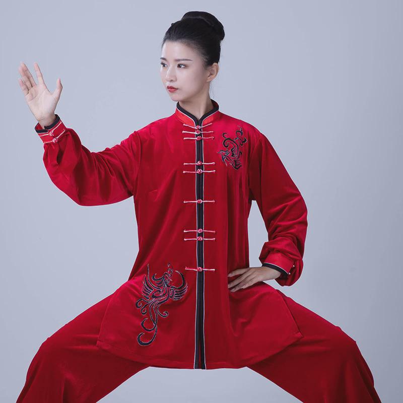 御尊太极拳太极服秋冬新款南韩绒武术表演服装女加厚武当凤仪