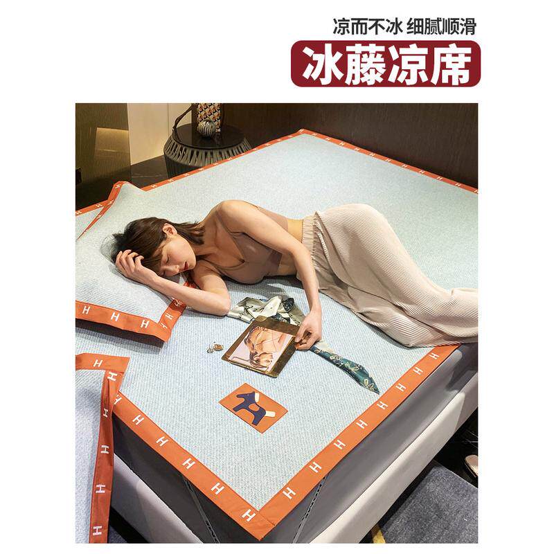 q683双人双面藤席天然纯藤夏季裸睡冰丝凉席可折叠空调席草席床笠