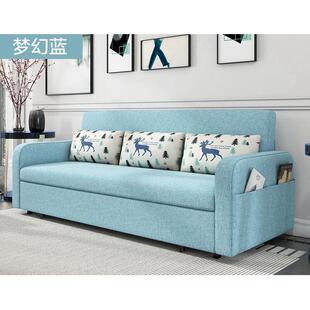 可折叠沙发床两用客厅小户型双人可拆洗乳胶布艺1米8变床