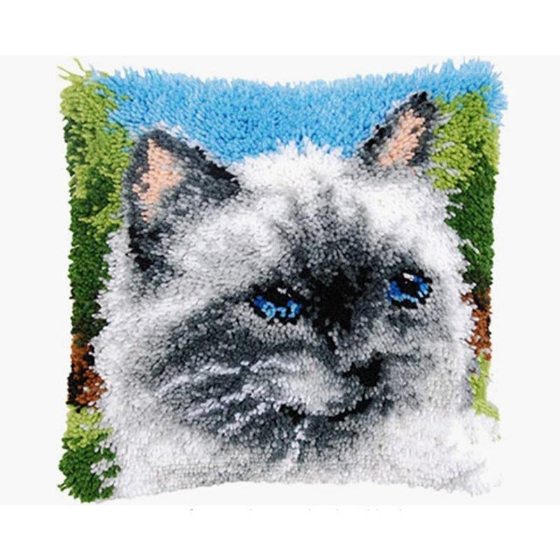 段段绣抱枕花纹十字绣地毯绣段段绣毛线绣小猫图片diy